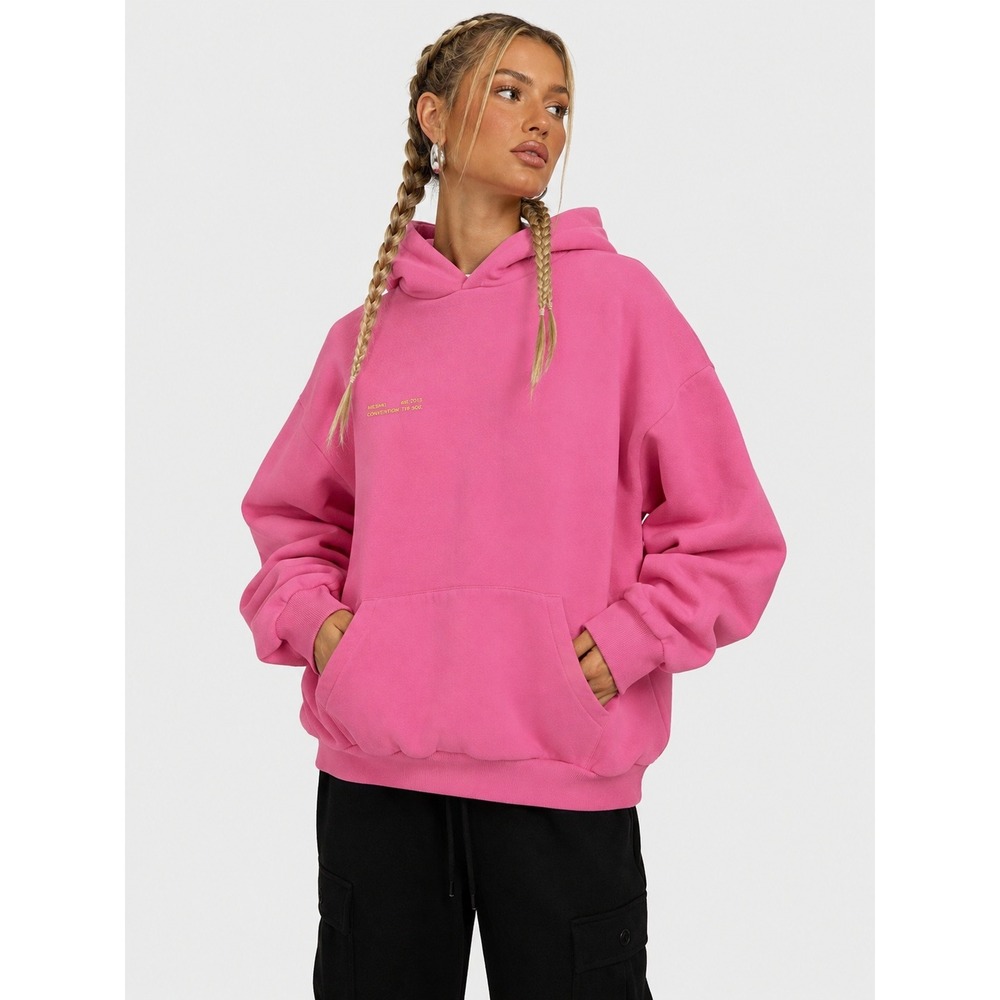 Meshki Oversized Graphic Hoodie Pink Cotton Blend Size S